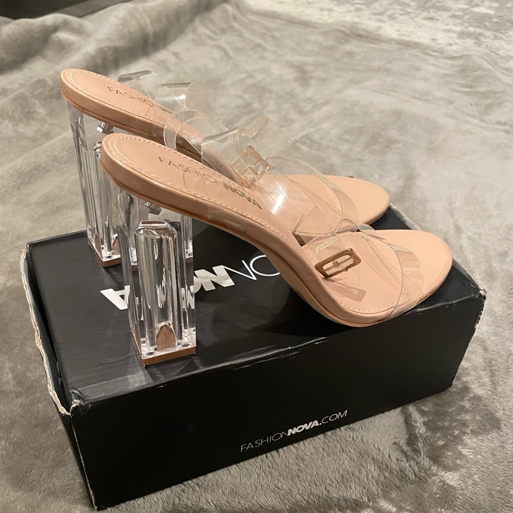 Clear block heels